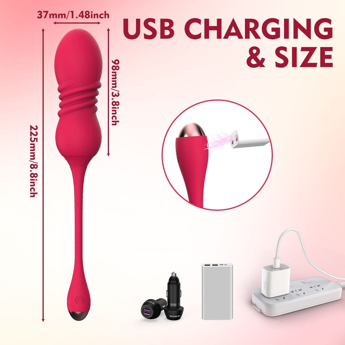 Red  ThrustWave Remote Control Vibrating & Telescopic Pleasure Egg - 12 Vibe & 3 Thrust Modes, Wearable Fun - Image 3