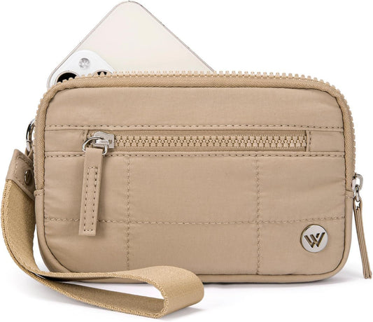 Khaki Elegant WESTBRONCO Quilted Phone Bag Wallet