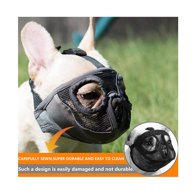 Black Adjustable Breathable Mesh Dog Muzzle for Short-Nosed Breeds(Size L) - Image 2