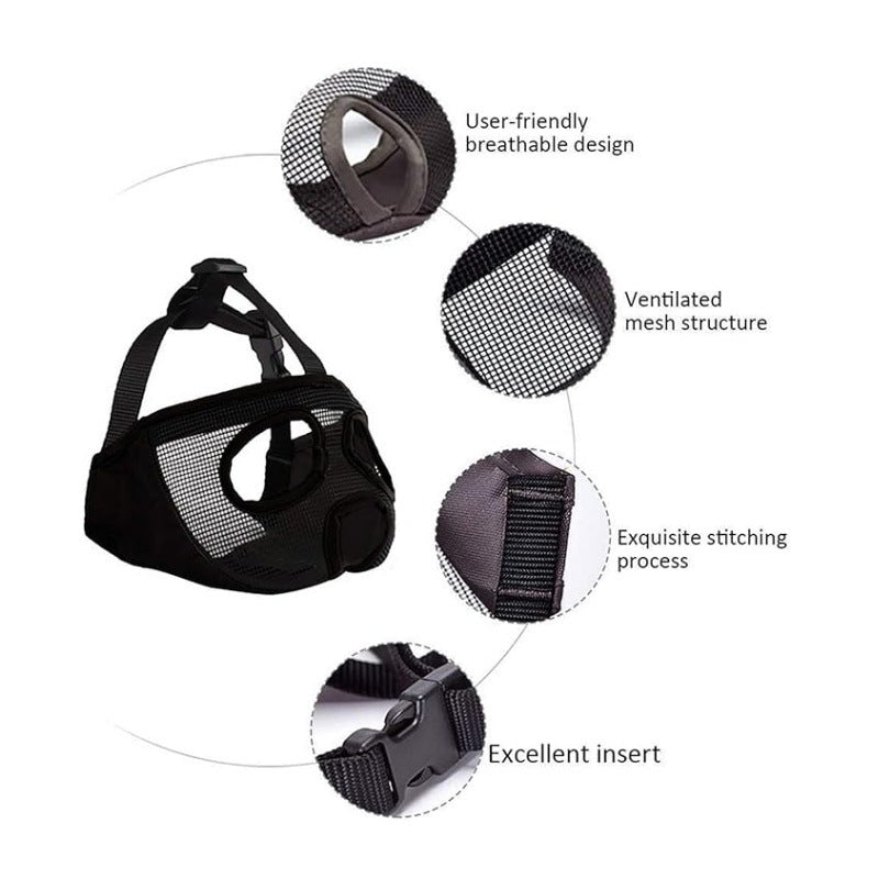 Black Adjustable Breathable Mesh Dog Muzzle for Short-Nosed Breeds(Size L) - Image 4