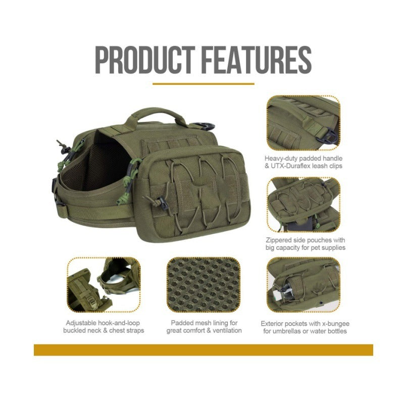 Orange Durable Dog Saddle Bag Harness for Outdoor Adventures - Image 2