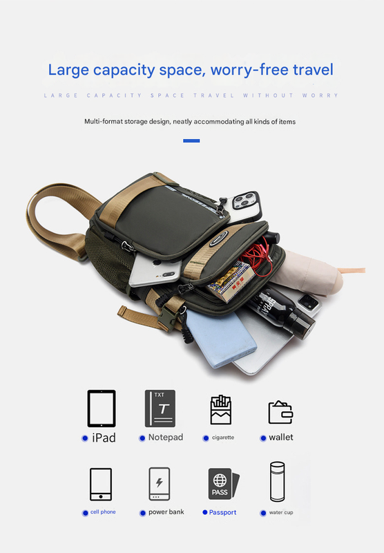 Grey Stylish Multi-Functional Men's Chest Bag - Lightweight Crossbody Sling Pack - Image 2