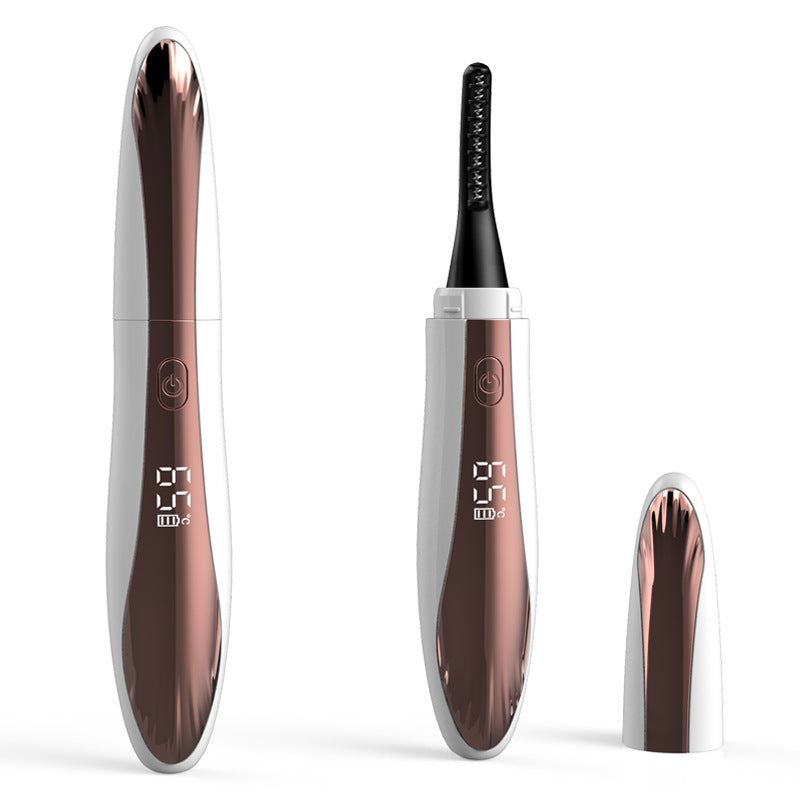 White Professional Electric Heated Eyelash Curler - 4 Temperature Settings, LED Display, USB-C Rechargeable for Perfectly Curled Lashes
