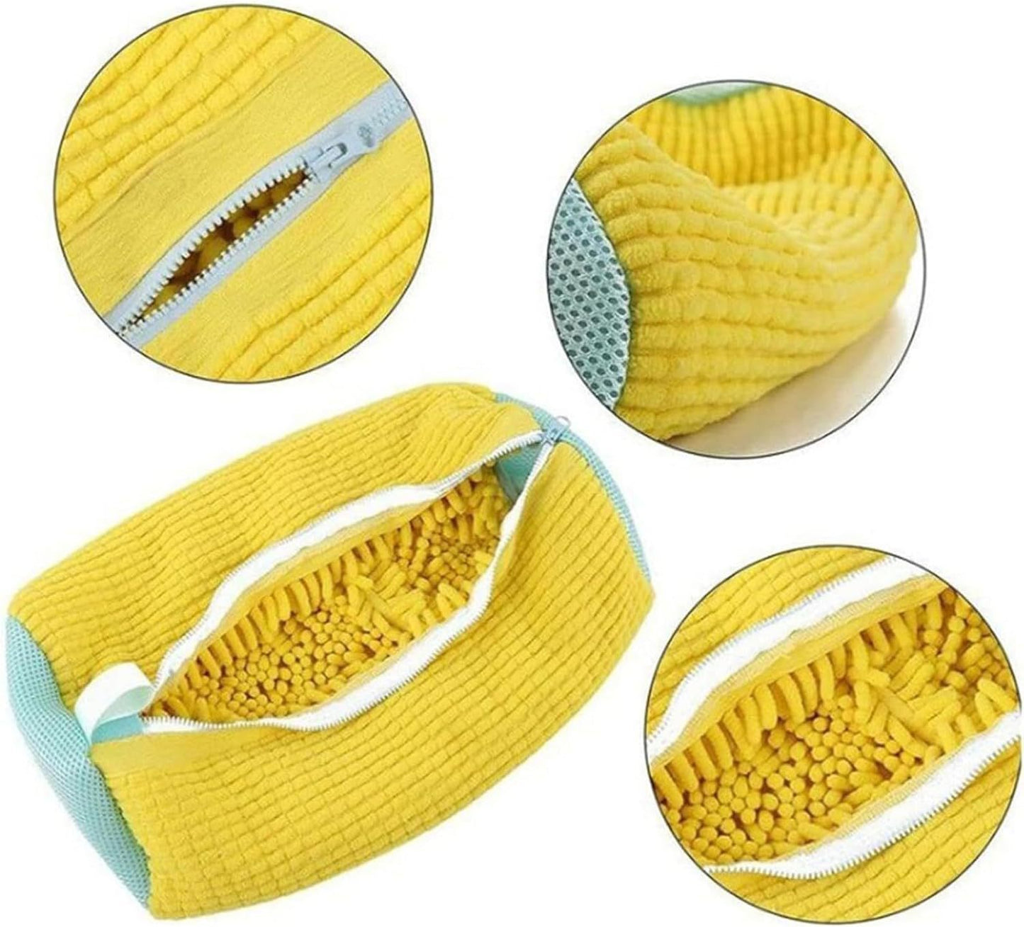 Blue 2piece Durable Sneaker Wash Bag for Washing Machine - Anti-Deformation Shoe Protector with Chenille Fabric - Image 4