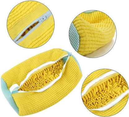 Blue 2piece Durable Sneaker Wash Bag for Washing Machine - Anti-Deformation Shoe Protector with Chenille Fabric - Image 4