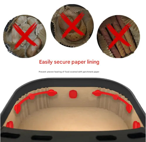 4piece Red small flower Magnetic Silicone Clips - Food-Grade High-Temperature Air Fryer Paper Liner Holders - Image 2