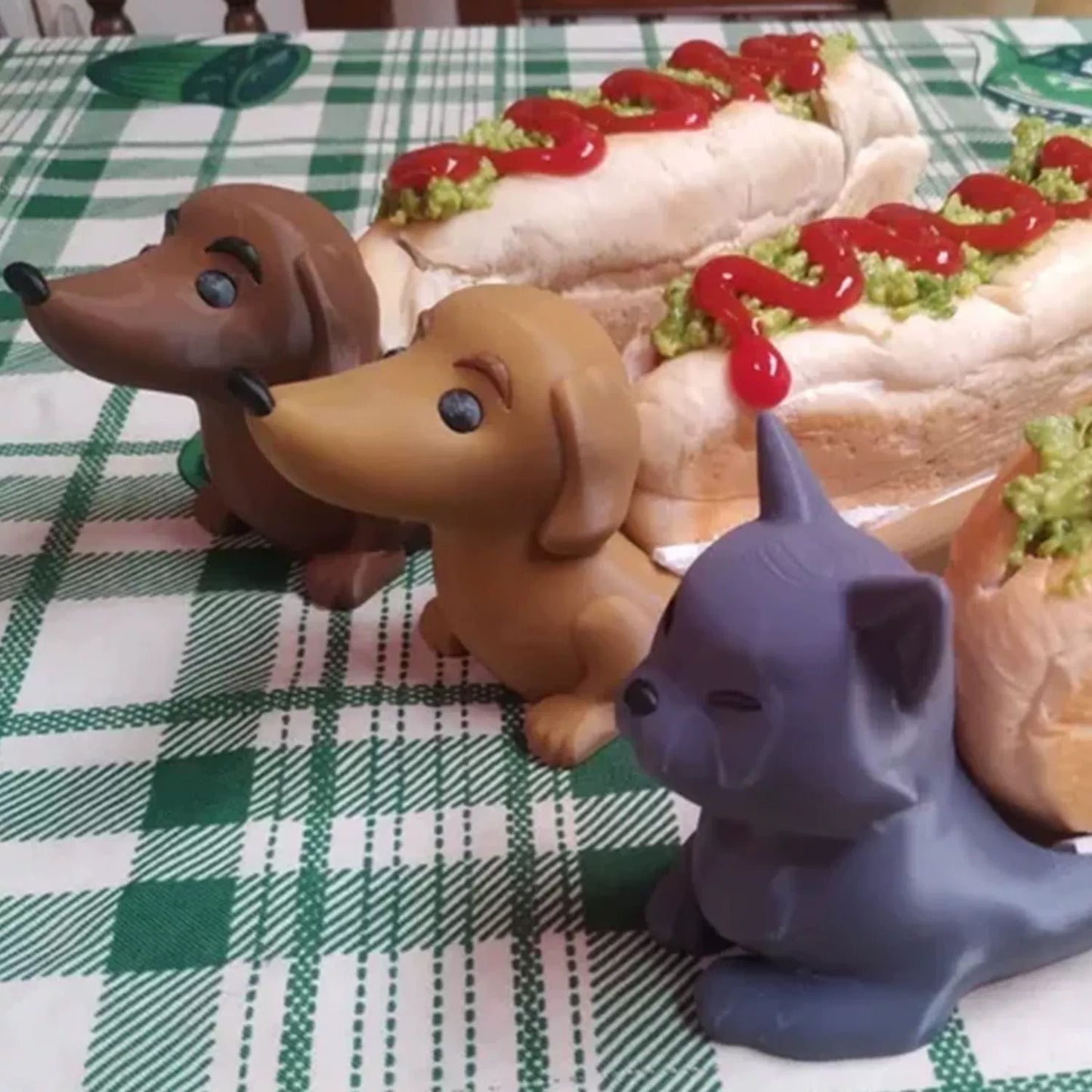 Dark Brown Creative Dachshund Hot Dog Tray - Cute Dog-Shaped Sandwich Holder with 3D Decor - Image 3