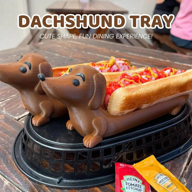 Light Brown Creative Dachshund Hot Dog Tray - Cute Dog-Shaped Sandwich Holder with 3D Decor - Image 2