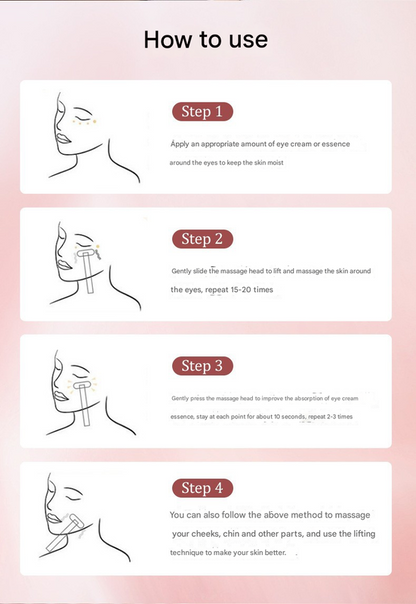Pink New Cat Claw Eye Massager - Microcurrent Vibrating Eye Serum Device - Image 5