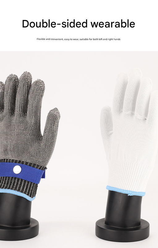 1 pair of silver A9 grade 316 stainless steel cut resistant gloves(XL) - Image 5