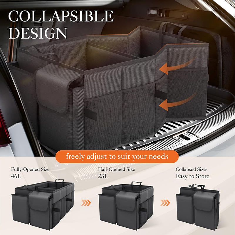 Black Car Trunk Storage Box - Foldable Organizer - Image 3