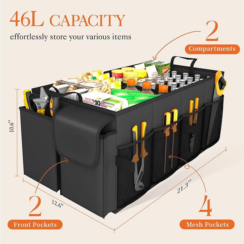 Beige Car Trunk Storage Box - Foldable Organizer - Image 2