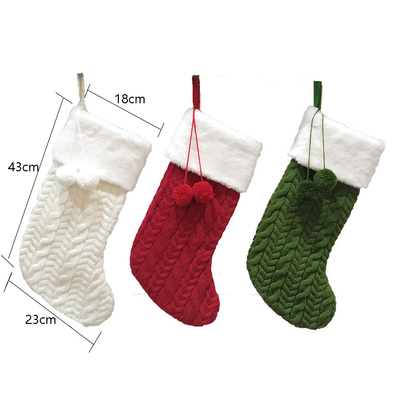 Red Large Cable Knit Christmas Stocking - Classic 43cm Holiday Decor for Fireplace Hanging - Image 4