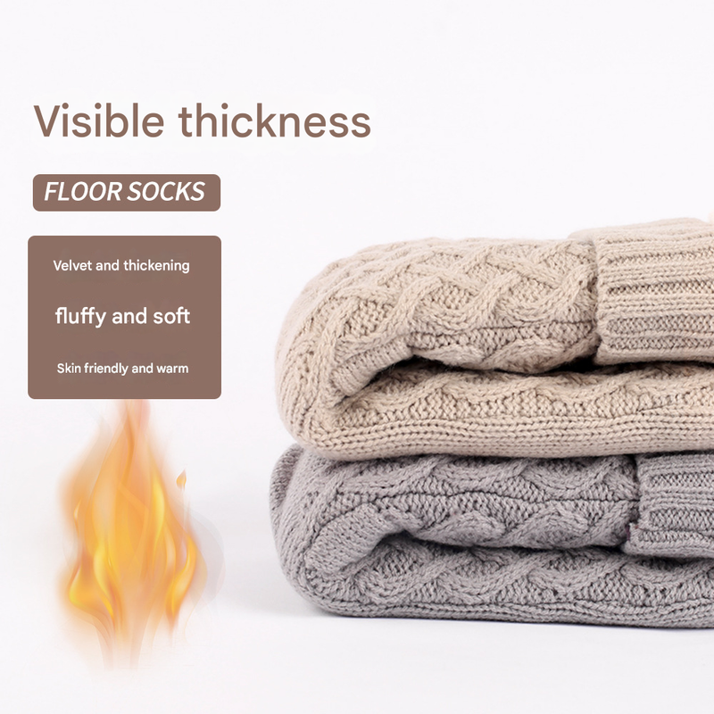 Black Women's Cozy Cable Knit Slipper Socks - Plush Fleece Lined Thermal Socks with Non-Slip Grips - Image 4