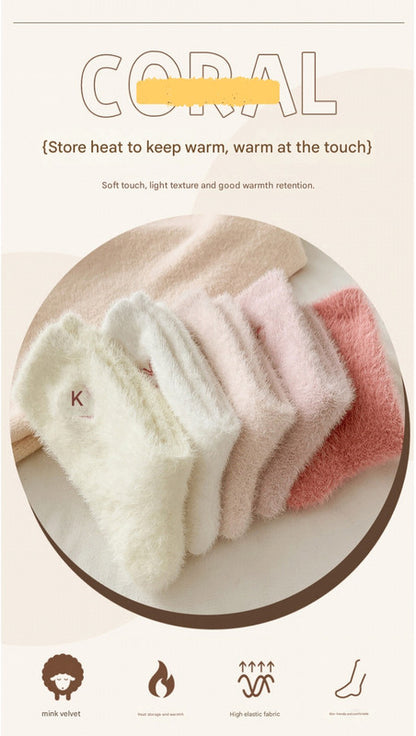 2-Piece White Women's Ultra-Soft Fuzzy Socks - Plush Chenille Thermal Crew Socks with Heart Embroidery - Image 2