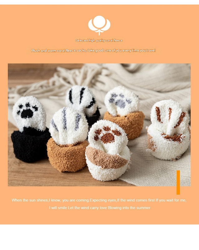 3-piece Black Cute Cat Paw Fuzzy Socks for Women - Plush Thermal Slipper Socks for Home & Lounging - Image 3