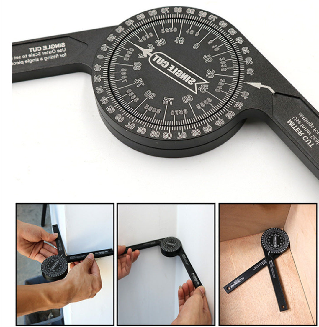 Black Precision 360-Degree Miter Saw Protractor - Aluminum Alloy Angle Finder for Woodworking & Carpentry - Image 3