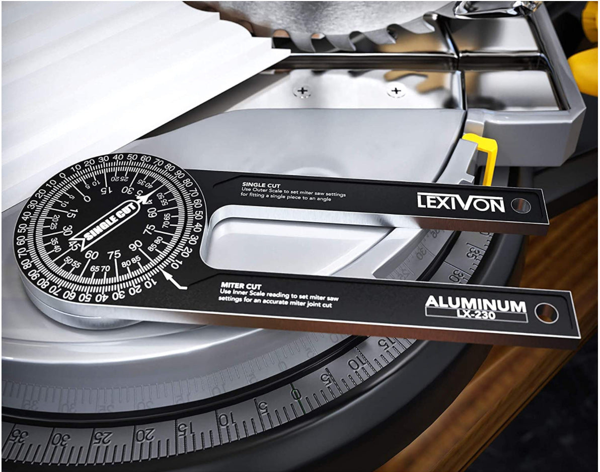 Red Precision 360-Degree Miter Saw Protractor - Aluminum Alloy Angle Finder for Woodworking & Carpentry - Image 2