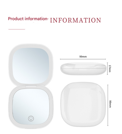 2-piece White Portable LED Makeup Mirror - Rechargeable Compact with 3-Color Lights & 5x Magnification - Image 4