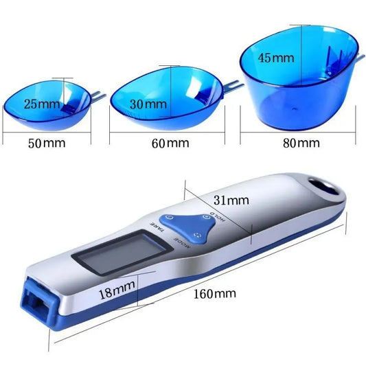 Blue High Precision Digital Spoon Scale - Electronic Measuring Scoop with 3 Heads for Kitchen & Baking(300g) - Image 2