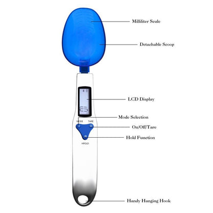 Blue High Precision Digital Spoon Scale - Electronic Measuring Scoop with 3 Heads for Kitchen & Baking(300g) - Image 3