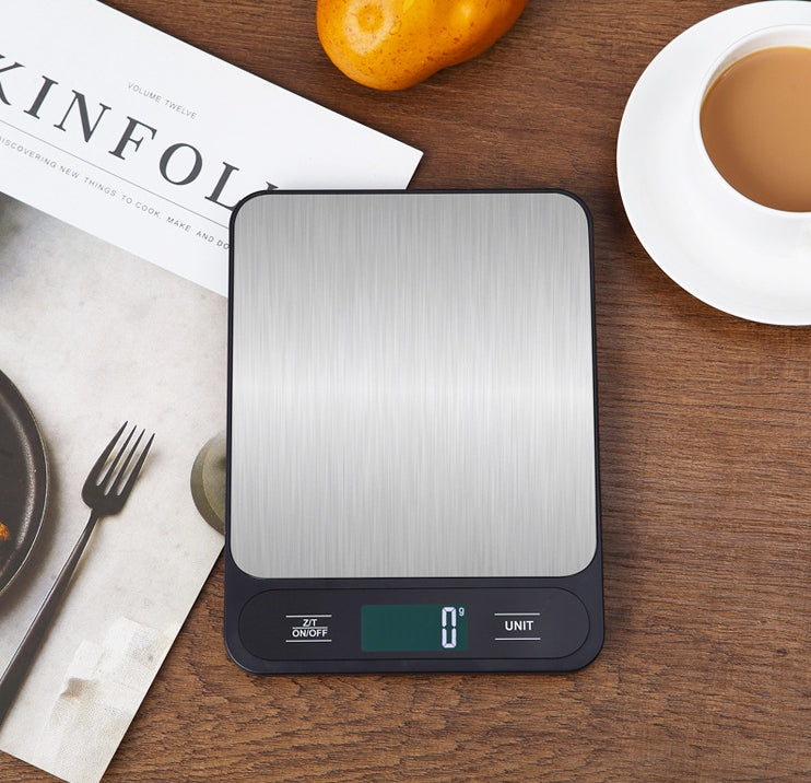 Black Slim Digital Kitchen Scale - High Precision Stainless Steel Food Scale for Baking & Cooking(10kg)