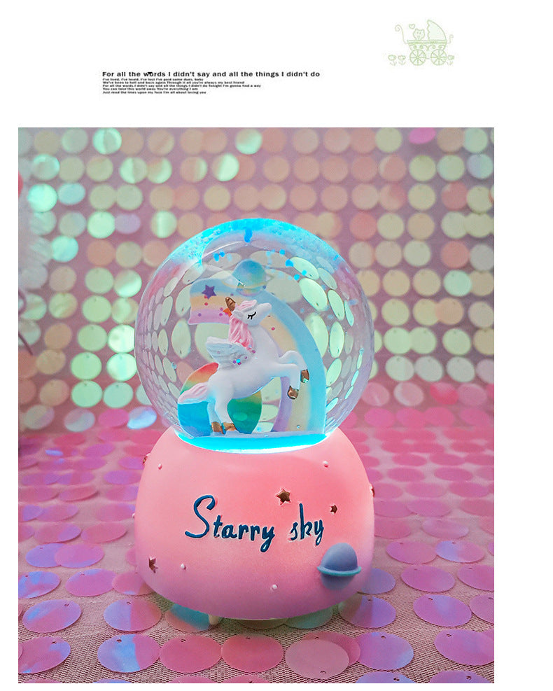 Enchanting Unicorn Snow Globe Music Box - Magical Starry Sky Musical Gift for Girls - Image 4