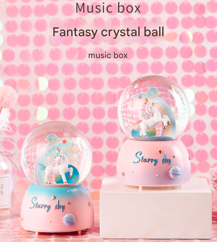 Enchanting Unicorn Snow Globe Music Box - Magical Starry Sky Musical Gift for Girls - Image 2