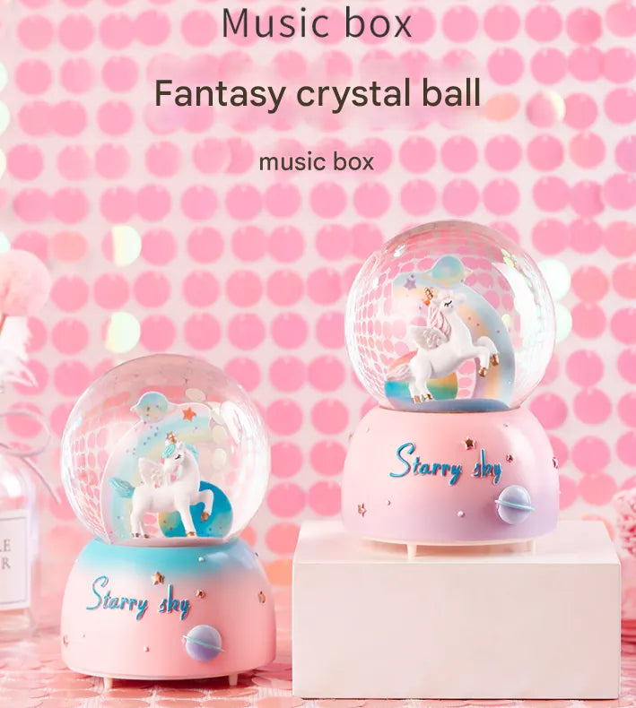 Enchanting Unicorn Snow Globe Music Box - Magical Starry Sky Musical Gift for Girls - Image 2
