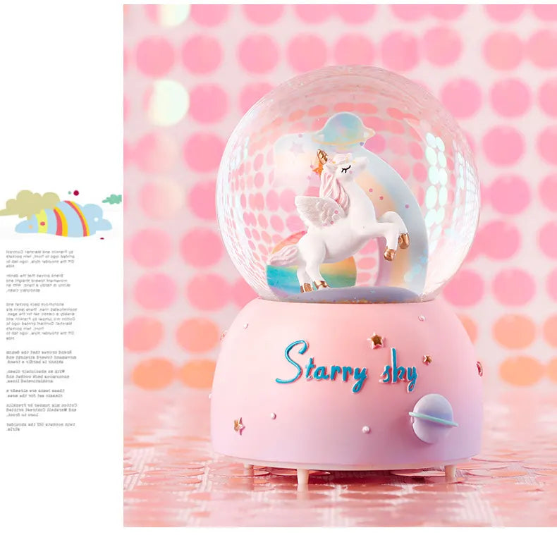 Enchanting Unicorn Snow Globe Music Box - Magical Starry Sky Musical Gift for Girls - Image 3