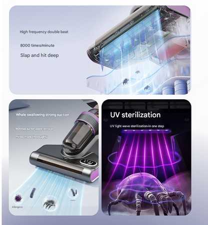Purple Advanced Cordless UV-C Dust Mite Vacuum - Handheld Cleaner with Hot Air, Pulsating Pads & LED Display - Image 2
