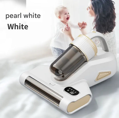 White Advanced Cordless UV-C Dust Mite Vacuum - Handheld Cleaner with Hot Air, Pulsating Pads & LED Display