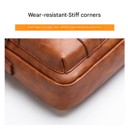 Light Brown Men's Vintage Crossbody Bag - PU Leather Business Casual Shoulder Messenger Bag for iPad - Image 4