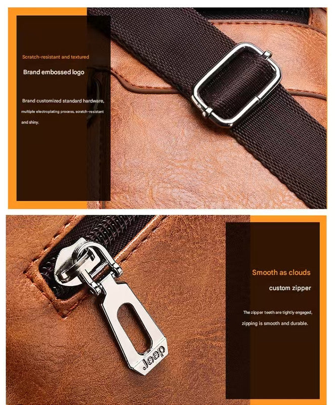 Dark Brown Men's Vintage Crossbody Bag - PU Leather Business Casual Shoulder Messenger Bag for iPad - Image 3