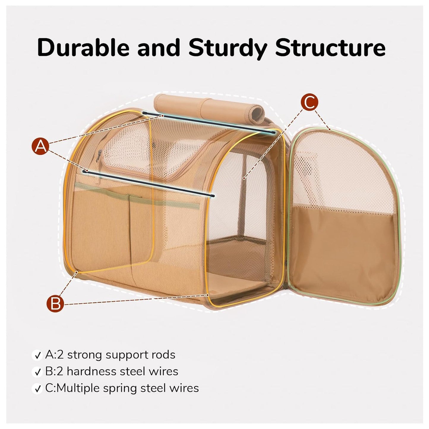 Grey Expandable Breathable Outdoor Portable Large Space Cat Backpack - Pet Carrier for Cats and Dogs - Image 2