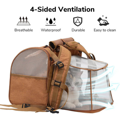 Grey Expandable Breathable Outdoor Portable Large Space Cat Backpack - Pet Carrier for Cats and Dogs - Image 4