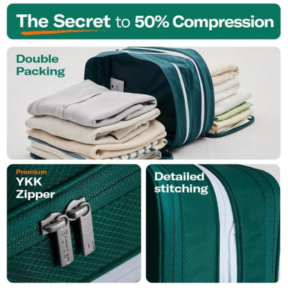 Black Durable Double-Zipper Expandable Water-Resistant Thick and Thin Clothing Storage Bag - Size 40*30*15CM - Image 2
