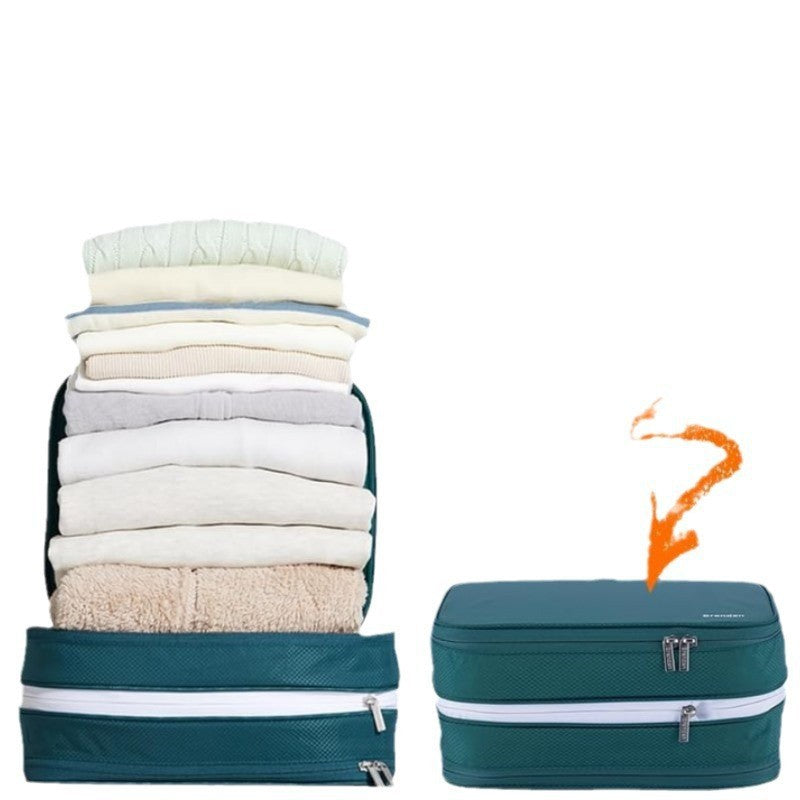 Beige Durable Double-Zipper Expandable Water-Resistant Thick and Thin Clothing Storage Bag - Size 40*30*15CM - Image 4
