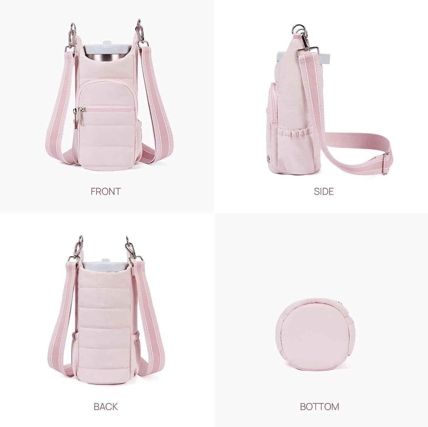 Pink Women's Crossbody Water Bottle Bag-Perfect for Hiking and Cycling - Image 3