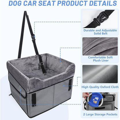 Grey Car Pet Pad - Portable Dog Booster Seat for Safe and Comfortable Travel - Image 2