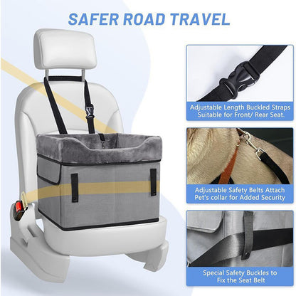 Grey Car Pet Pad - Portable Dog Booster Seat for Safe and Comfortable Travel - Image 3