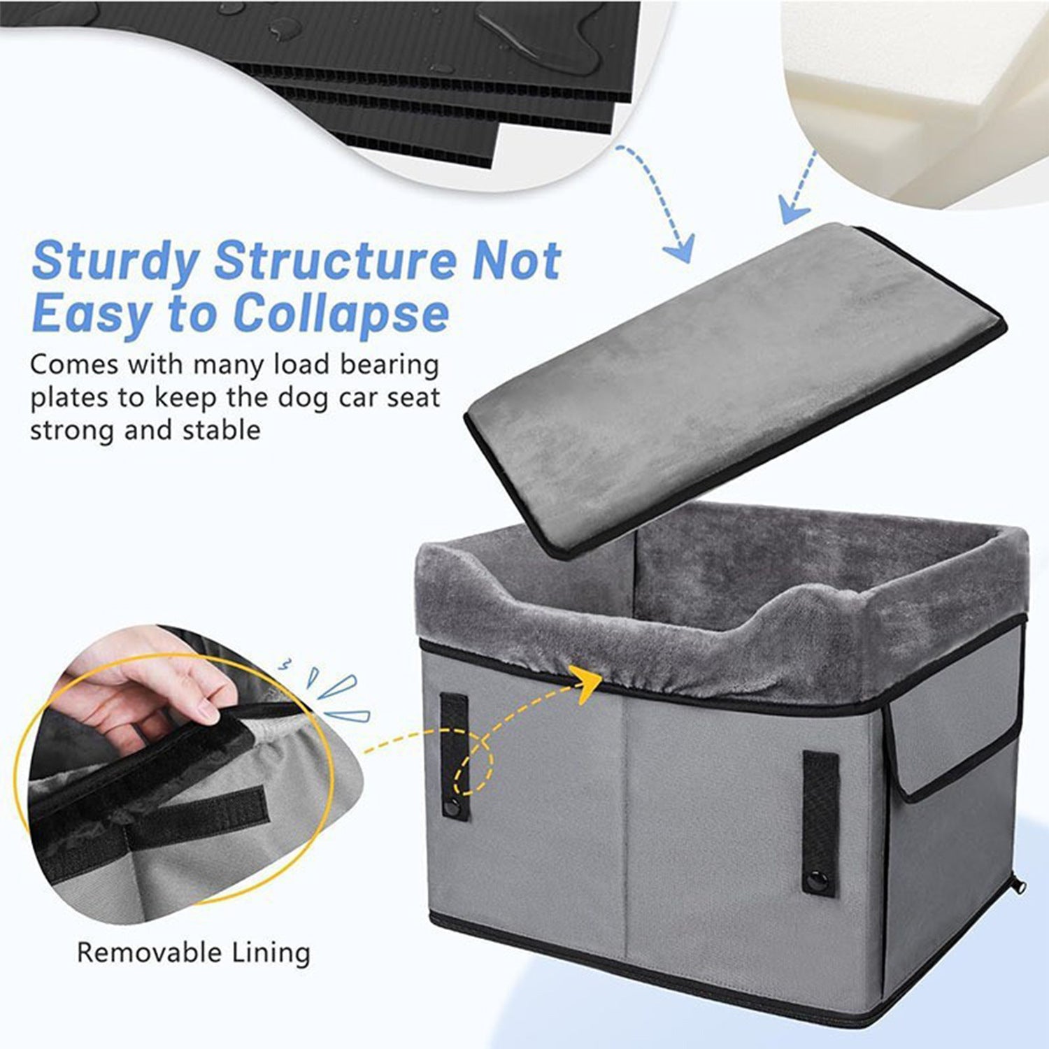 Grey Car Pet Pad - Portable Dog Booster Seat for Safe and Comfortable Travel - Image 4