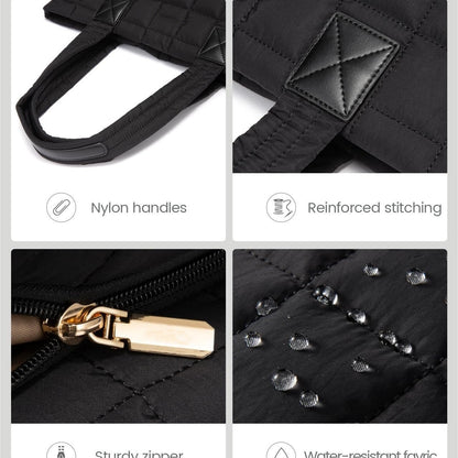 Black New Large Capacity Tote Bag - Fashionable Quilted Women's Shoulder Bag and Laptop Bag - Image 2