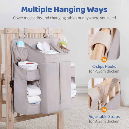 Pink Foldable Baby Crib Storage Hanging Bag - Large Capacity Organizer for Cribs and Changing Tables - Image 3
