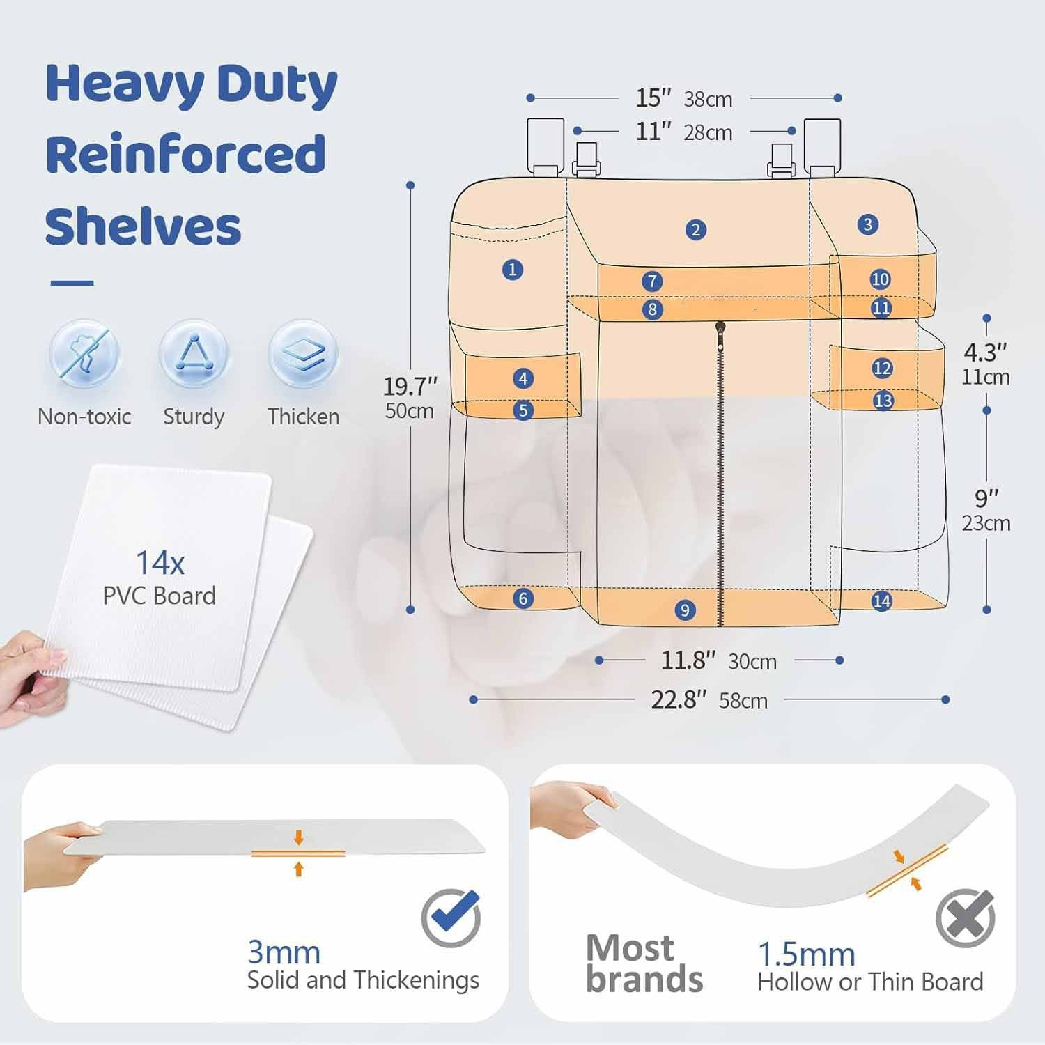Dark grey Foldable Baby Crib Storage Hanging Bag - Large Capacity Organizer for Cribs and Changing Tables - Image 2