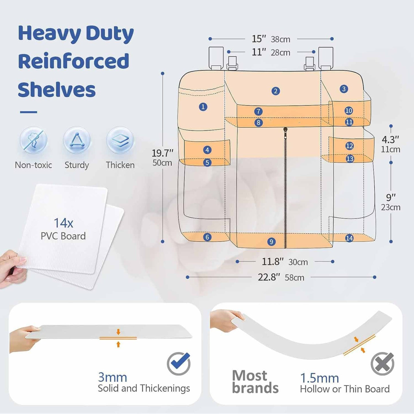 Beige Foldable Baby Crib Storage Hanging Bag - Large Capacity Organizer for Cribs and Changing Tables - Image 2