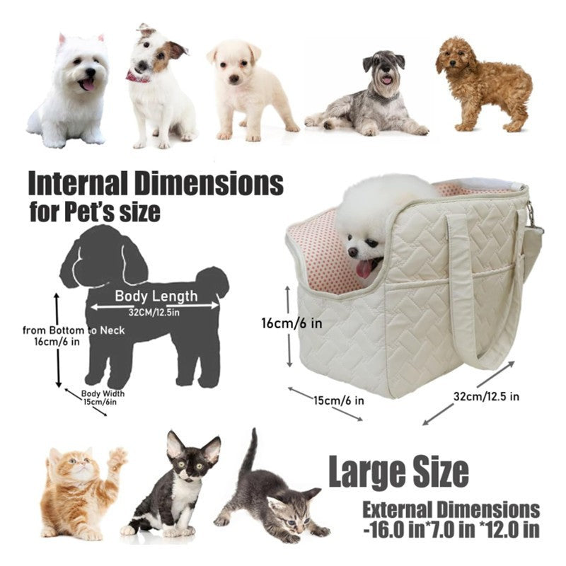 Beige Fashionable Pet Carrier Bag - Stylish Handbag for Cats and Small Dogs - Image 3