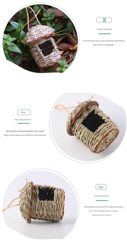 3-Piece Handcrafted Natural Grass Bird Nest - Eco-Friendly Pet Garden Decor(14*10cm) - Image 3