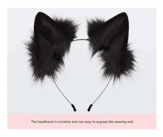 Black and white Halloween Furry Fox Costume Set - Plush Mask, Ears Headband, Tail, and Paws for Cosplay - Image 3