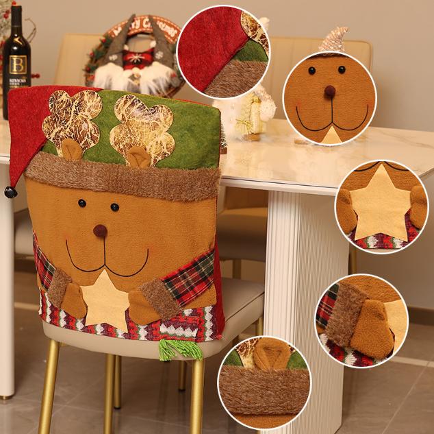 Festive Christmas Dining Chair Covers | Santa, Snowman & Reindeer Character Slipcovers - Image 4